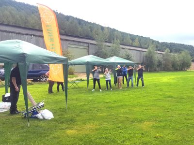 Laser clay shooting